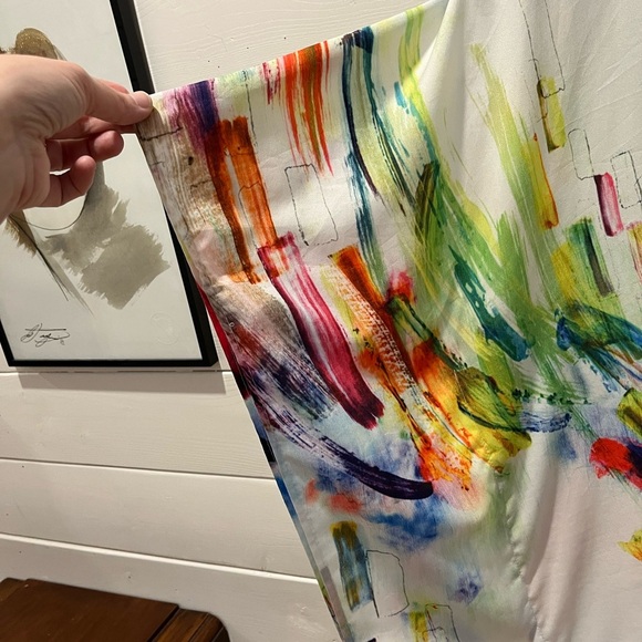 ZOÉ – Abstract multicolor kaftan-style top, estimated size XL. - Picture 6 of 8